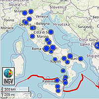 Icona rappresentata da una cartina dell'italia con dei punti indicanti eventi sismici